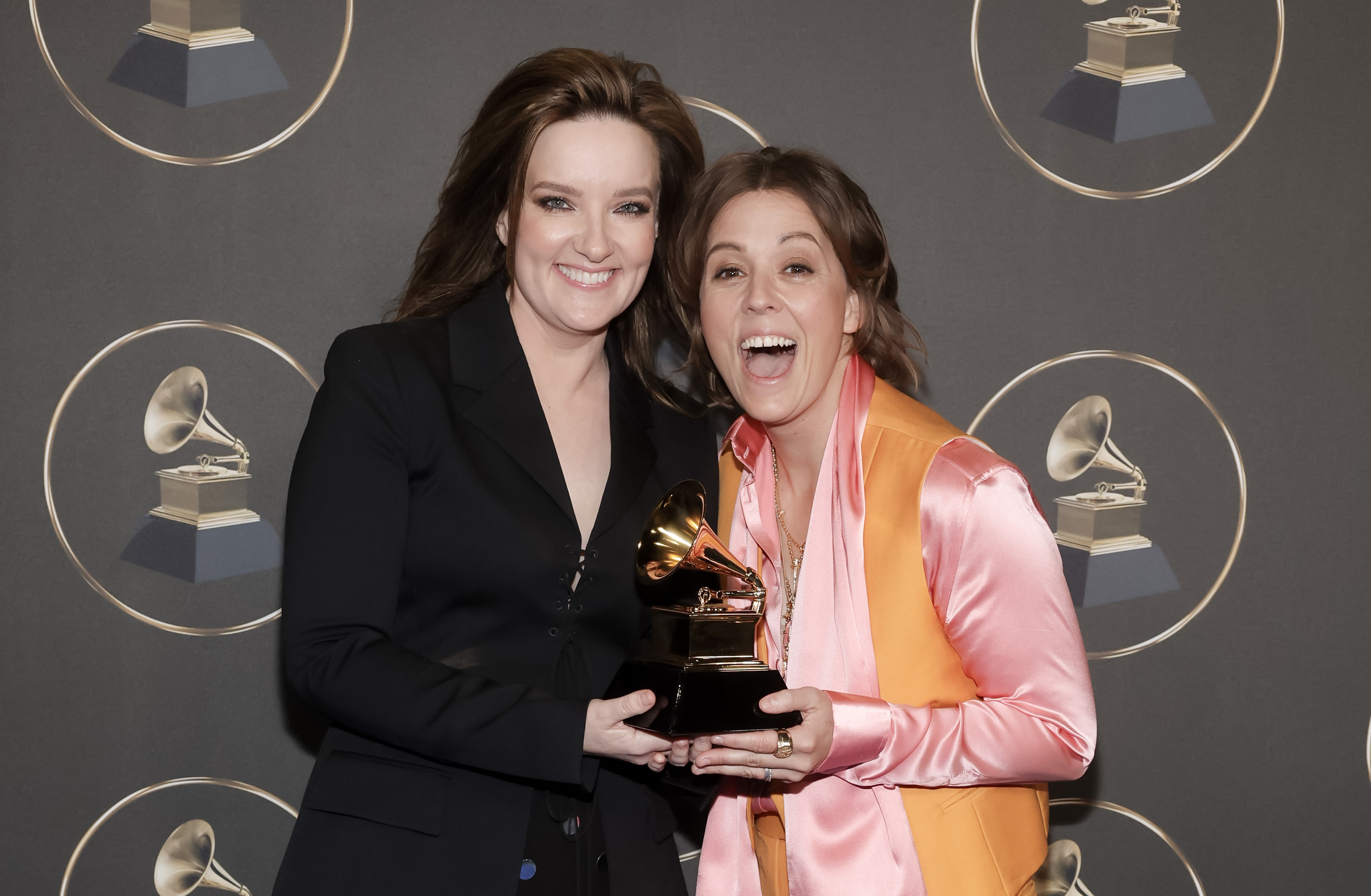 Watch: Brandy Clark & Brandi Carlile Discuss Their Best Americana Performance GRAMMY Win At The CNB "First Look" Cam At The 2024 GRAMMYs Premiere Ceremony